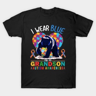 I Wear Blue For My Grandson Autism Awareness Month T-Shirt